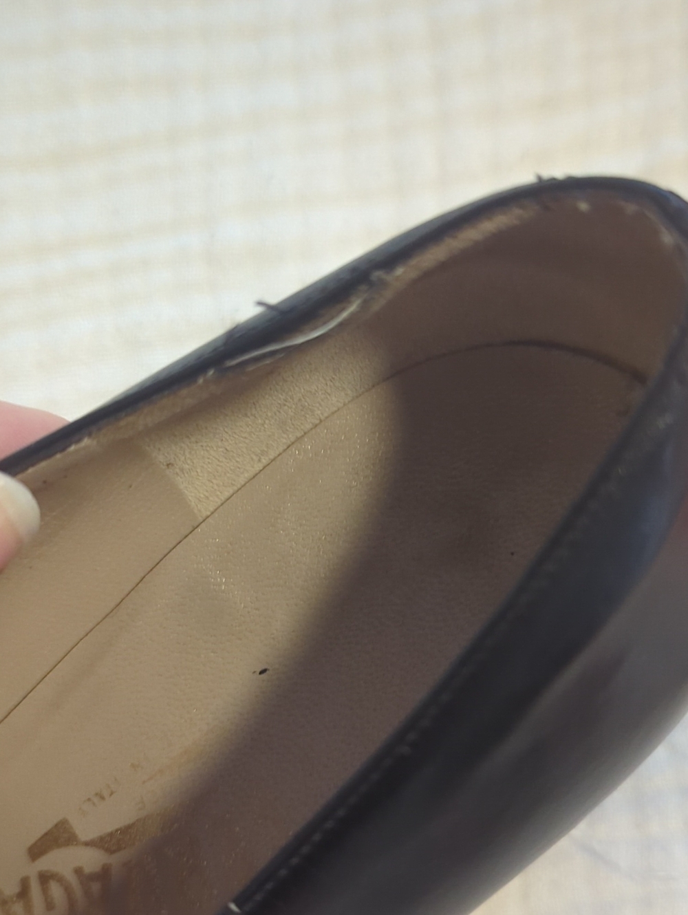 Vintage Salvatore Ferragamo Black Leather Vara Bow Kitten Heels with Gold Accent - Picture 8 of 8